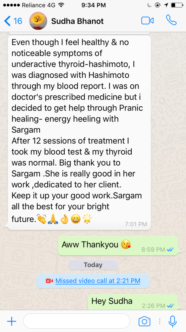 Sudha Bhopate Hashimoto Testimonial